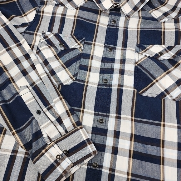 American Rag‎ Snap Button Down Plaid Multi Color Long Sleeve Shirt Size XL - Picture 4 of 15